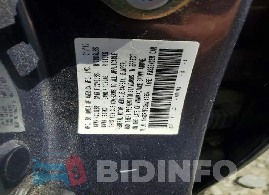 1HGCR2F30HA143554 Photo# 13