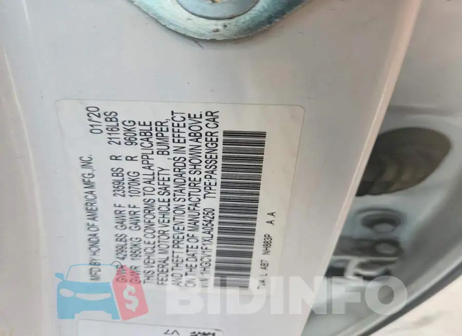 1HGCV1F1XLA054250 Photo# 13