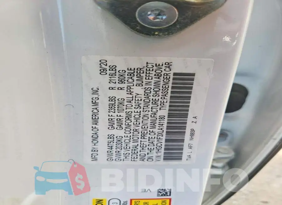 1HGCV1F3XLA141180 Photo# 12