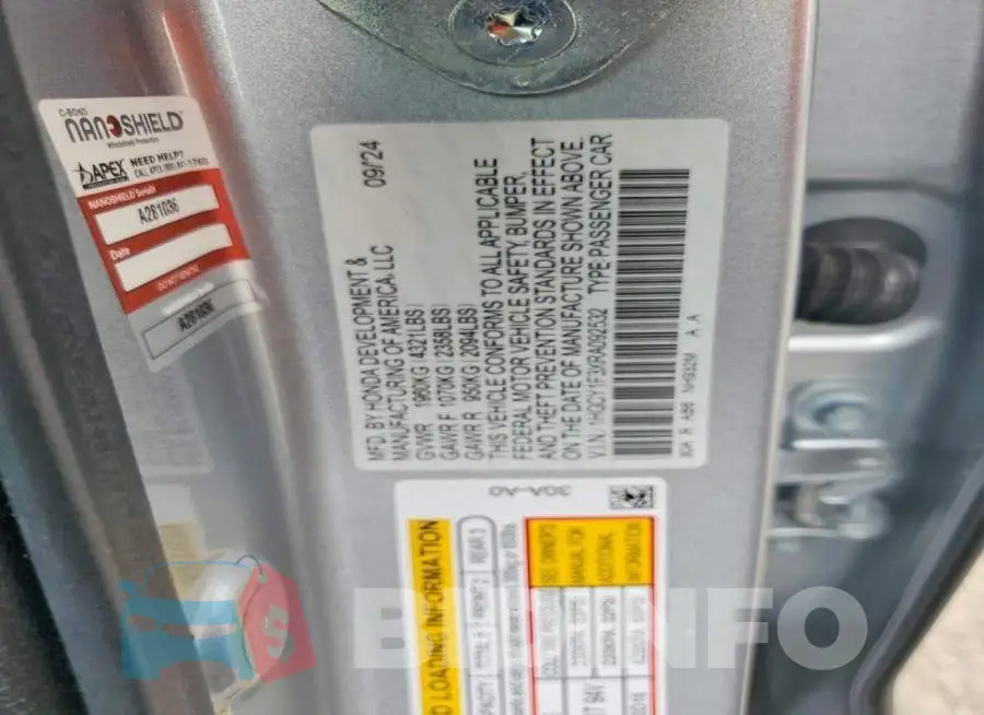1HGCY1F3XRA092532 Photo# 12