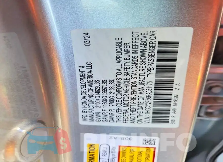 1HGCY2F56RA051175 Photo# 13