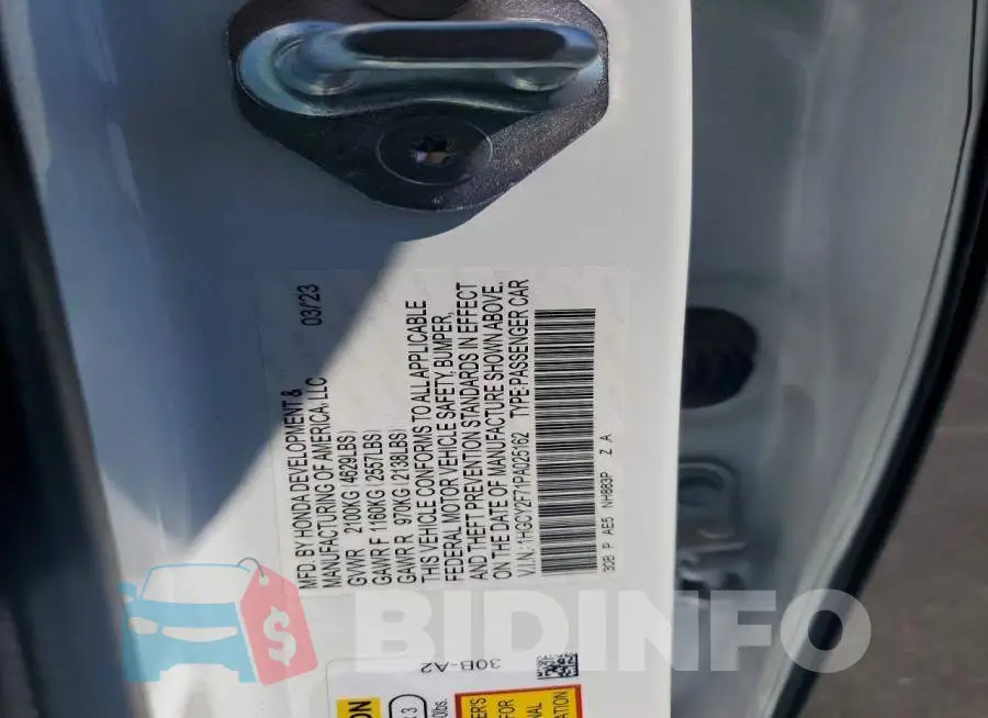 1HGCY2F71PA025162 Photo# 12