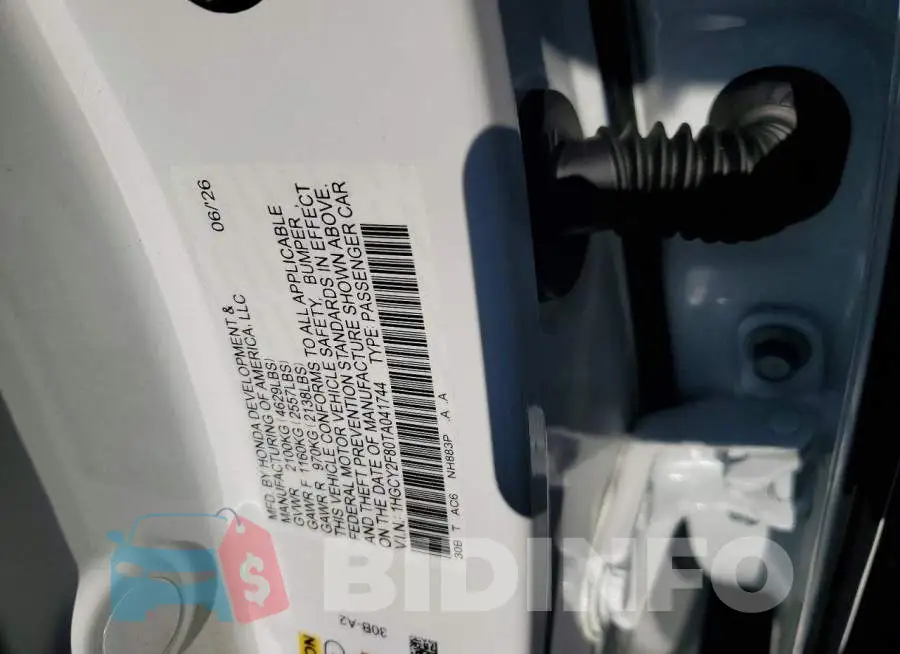 1HGCY2F80TA041744 Photo# 12