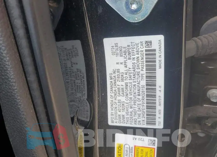2HGFE1F91RH326150 Photo# 12