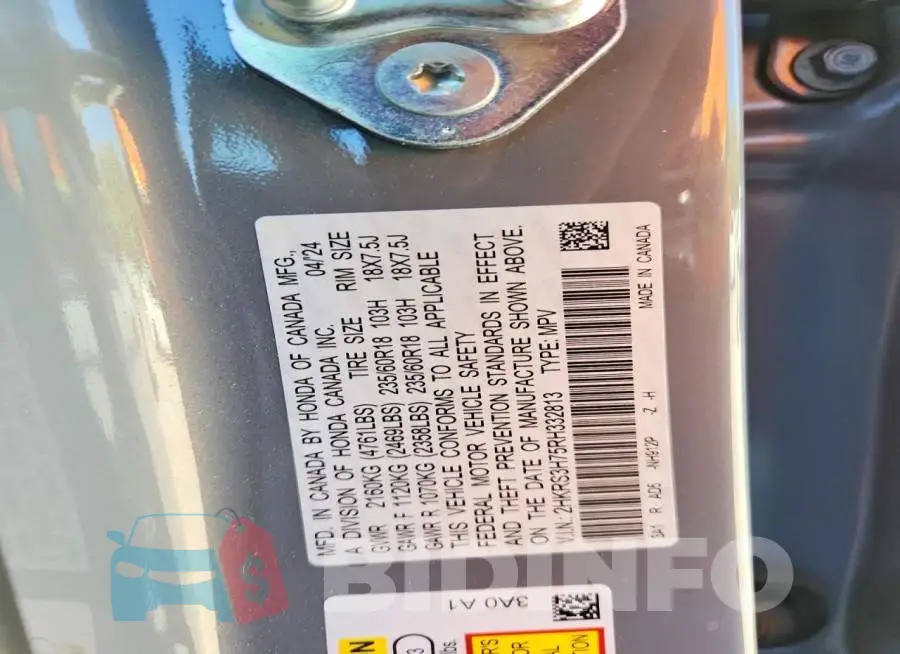 2HKRS3H75RH332813 Photo# 14