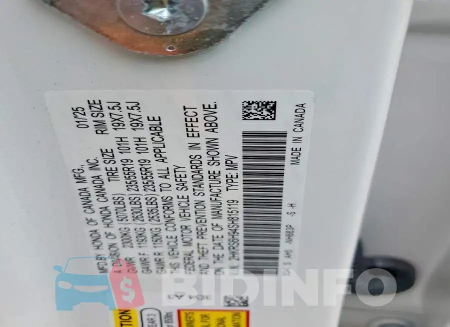 2HKRS6H94SH815119 Photo# 14