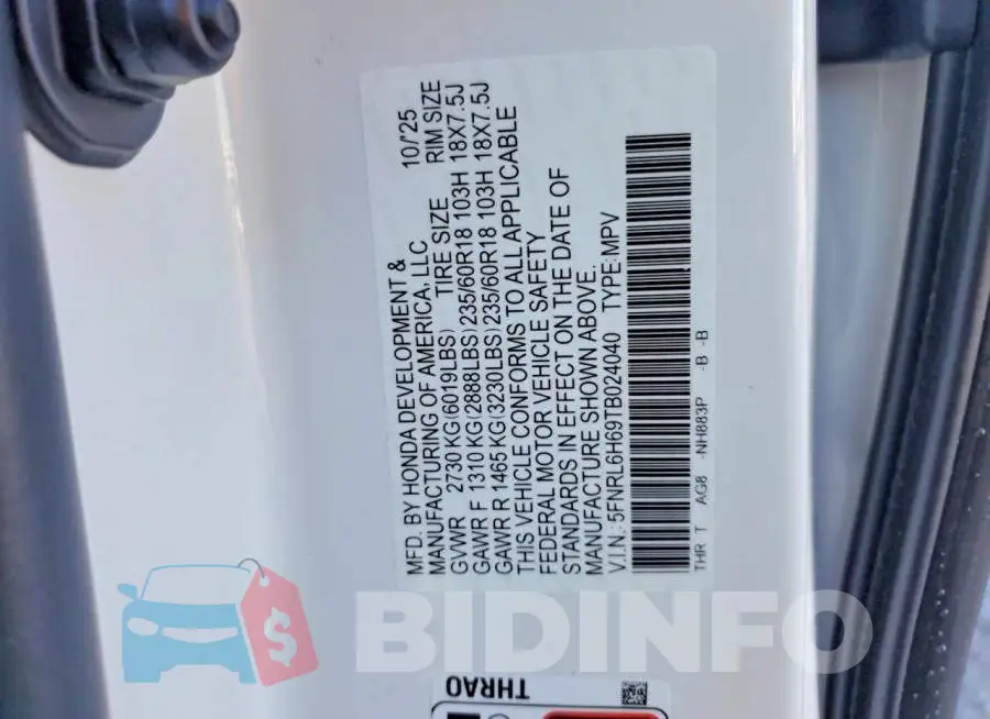 5FNRL6H69TB024040 Photo# 13