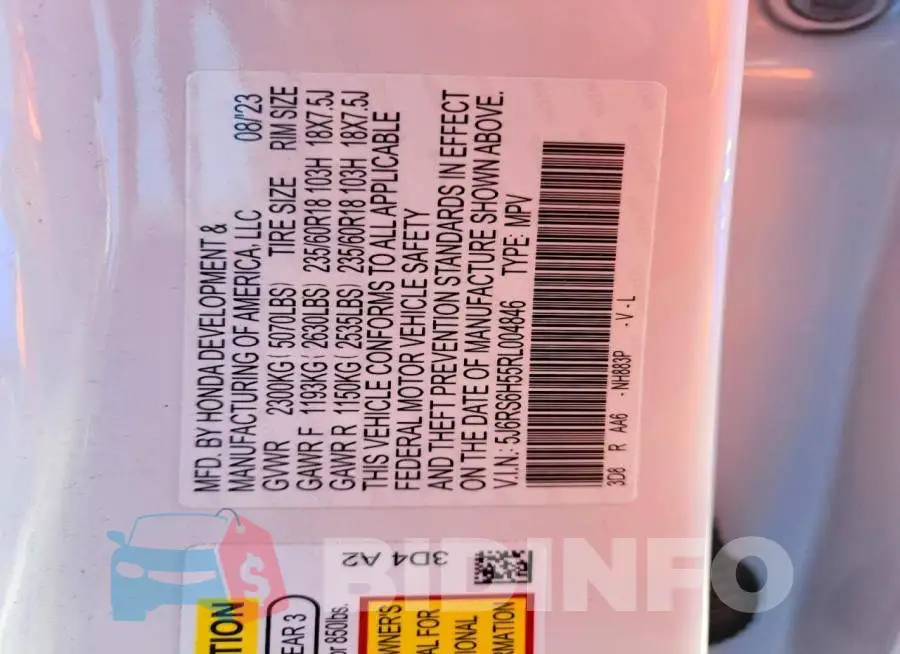 5J6RS6H55RL004846 Photo# 13