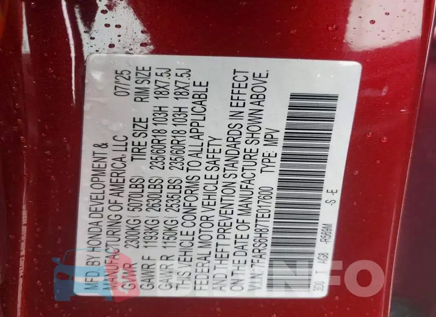 7FARS6H87TE017600 Photo# 14
