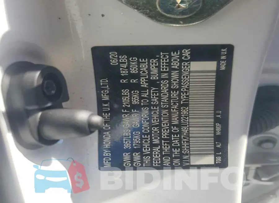 SHHFK7H49LU221962 Photo# 12