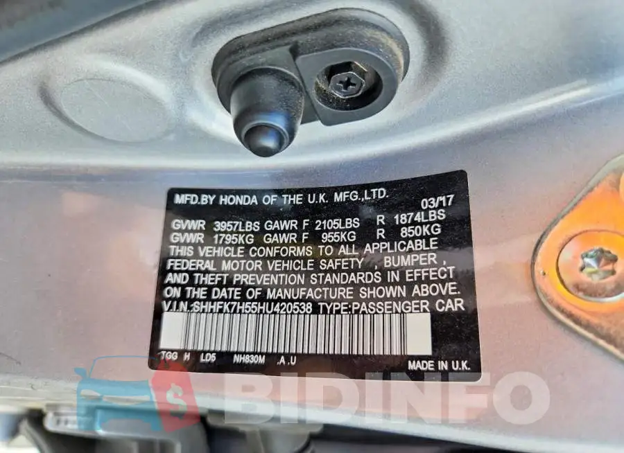 SHHFK7H55HU420538 Photo# 12