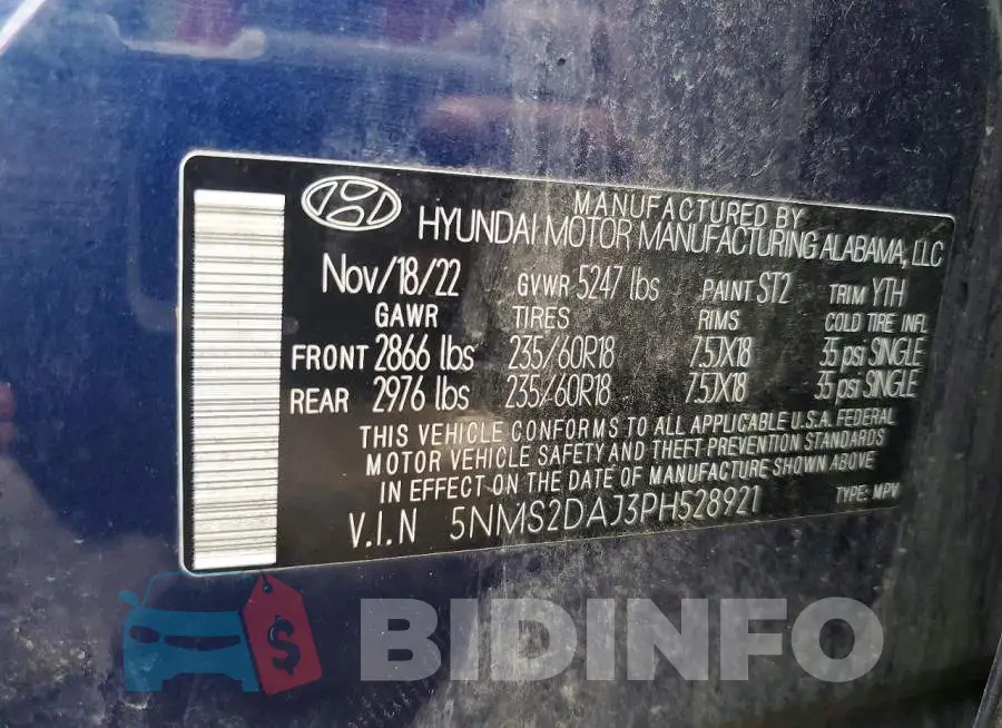 5NMS2DAJ3PH528921 Photo# 13