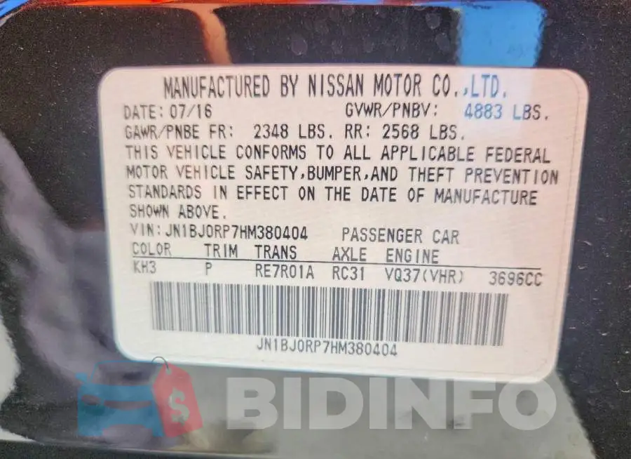JN1BJ0RP7HM380404 Photo# 14