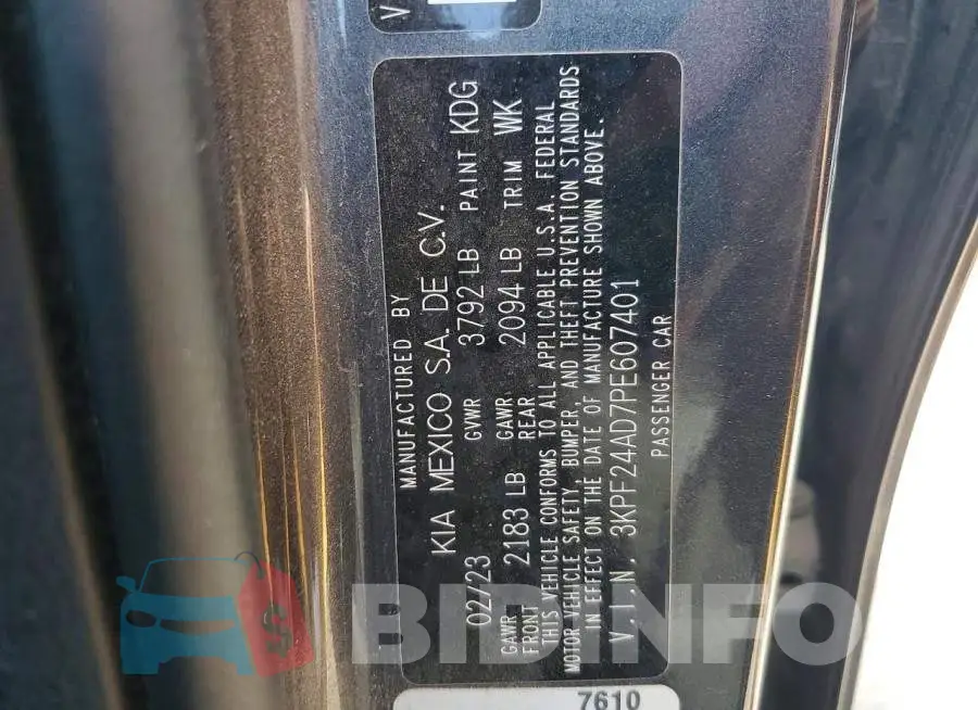 3KPF24AD7PE607401 Photo# 13