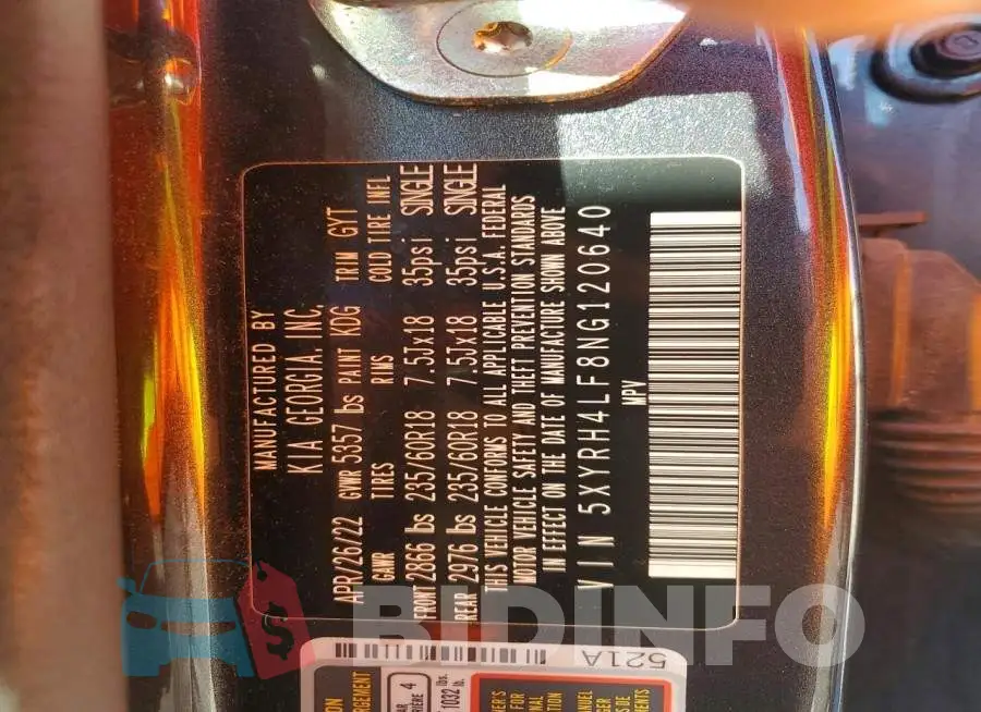 5XYRH4LF8NG120640 Photo# 13