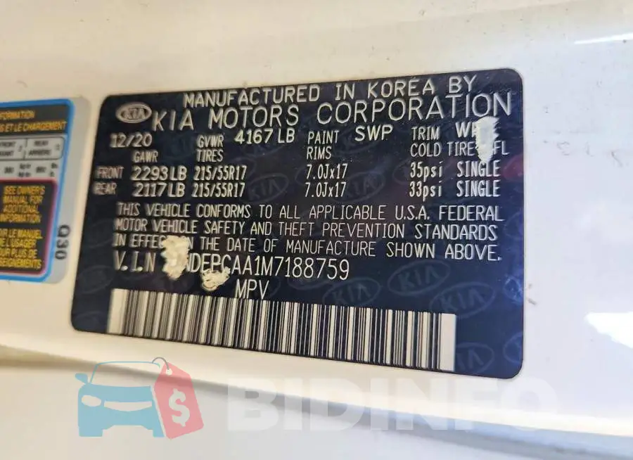 KNDEPCAA1M7188759 Photo# 12