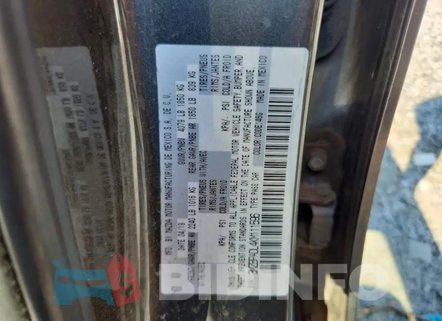 3MZBPADL4KM111596 Photo# 12