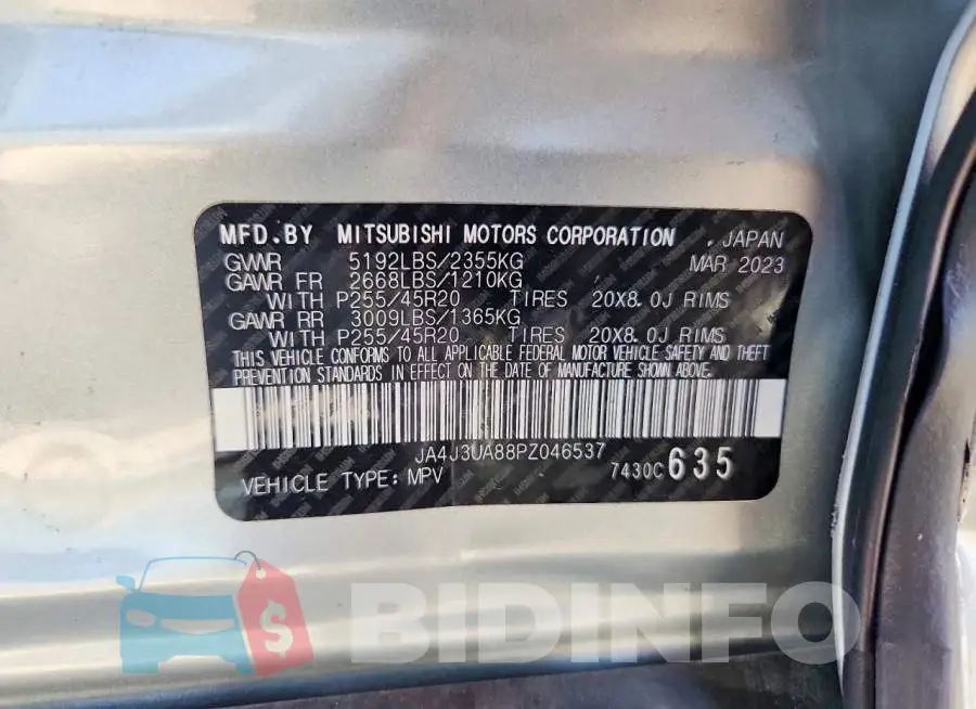 JA4J3UA88PZ046537 Photo# 13