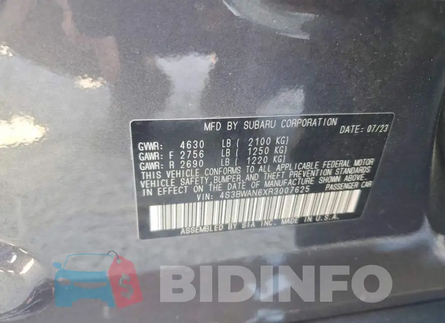 4S3BWAN6XR3007625 Photo# 12