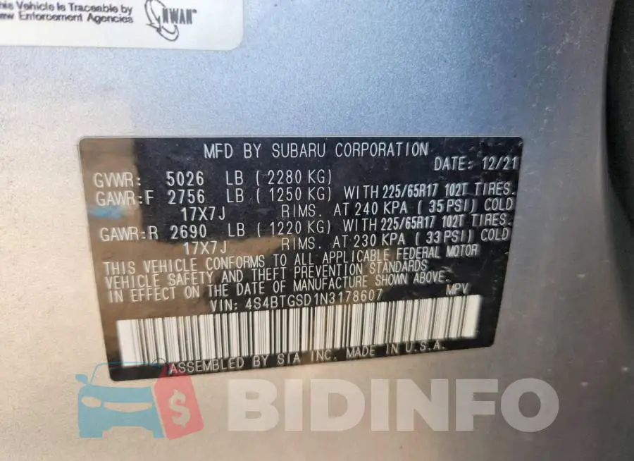 4S4BTGSD1N3178607 Photo# 12