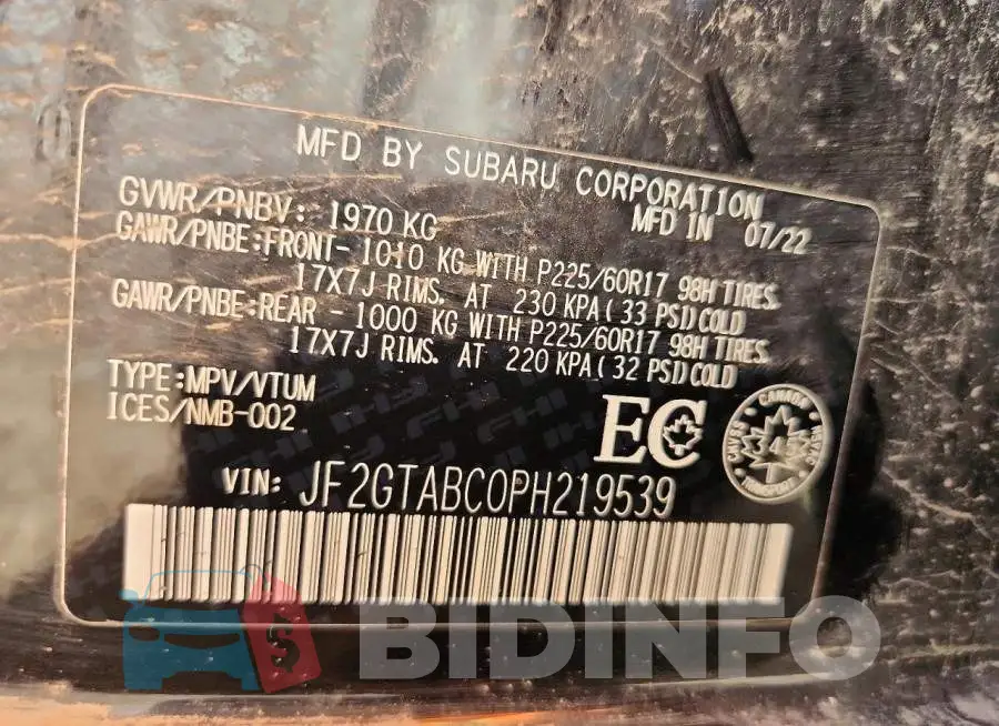 JF2GTABC0PH219539 Photo# 12