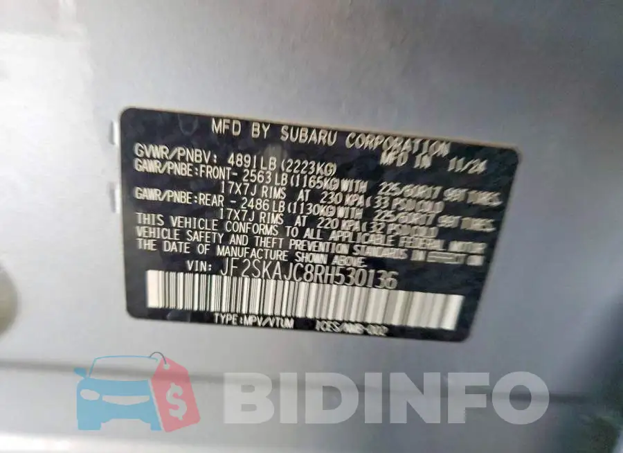 JF2SKAJC8RH530136 Photo# 14