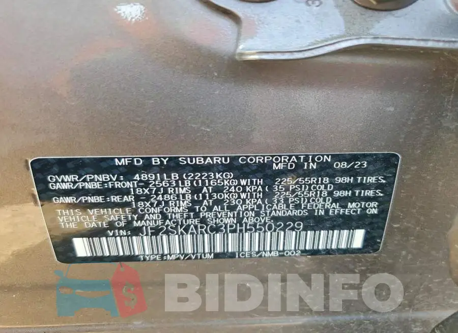 JF2SKARC3PH550229 Photo# 13