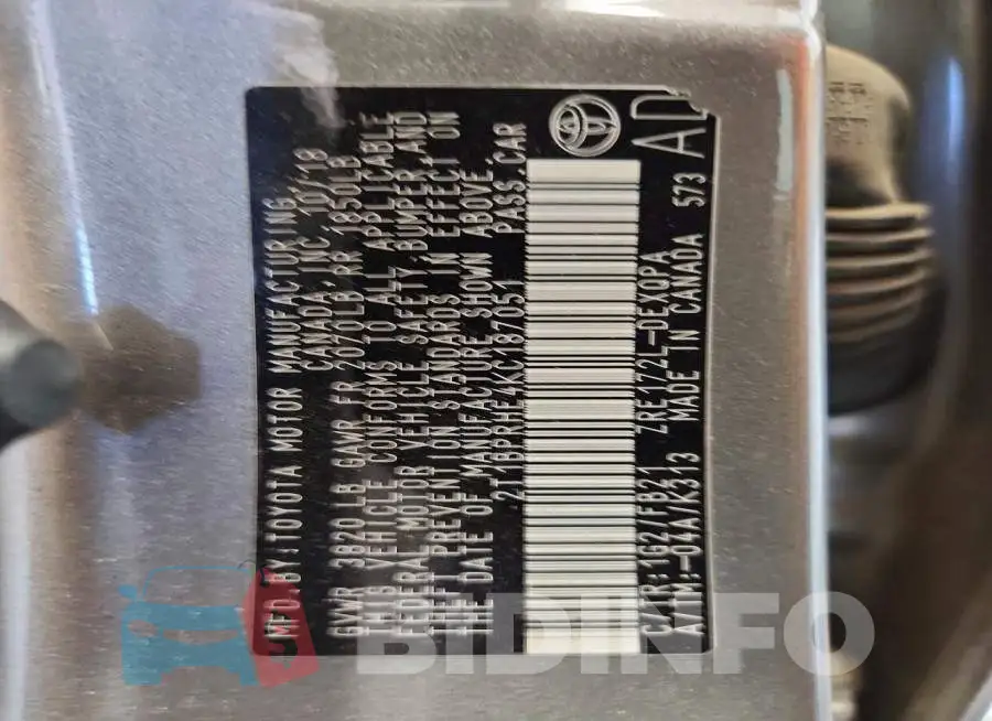 2T1BPRHE4KC187051 Photo# 13