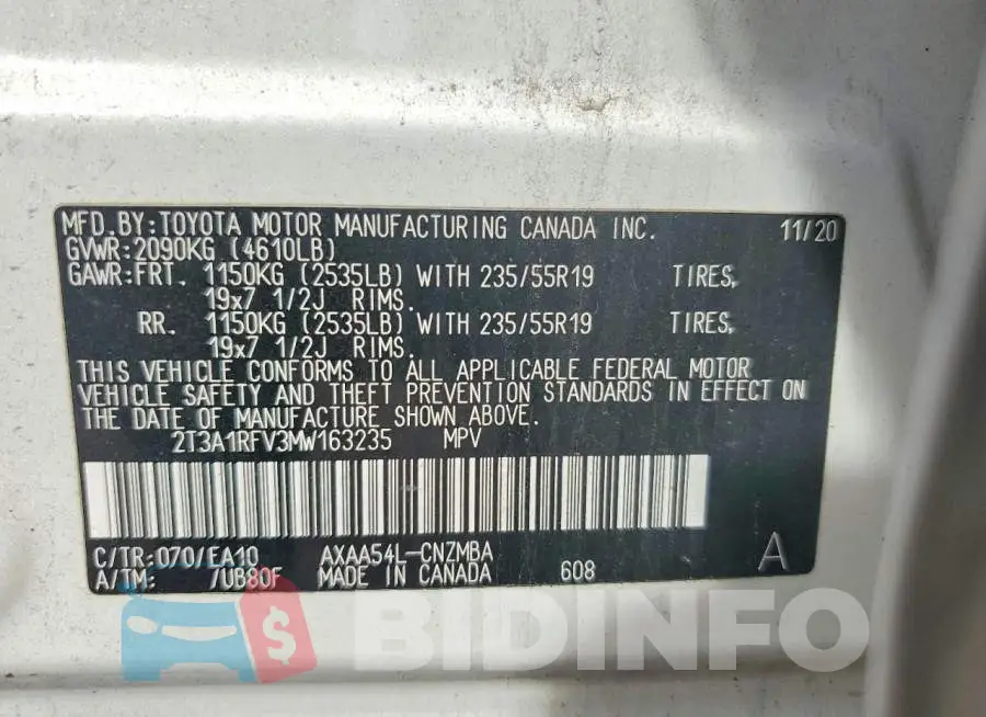 2T3A1RFV3MW163235 Photo# 14