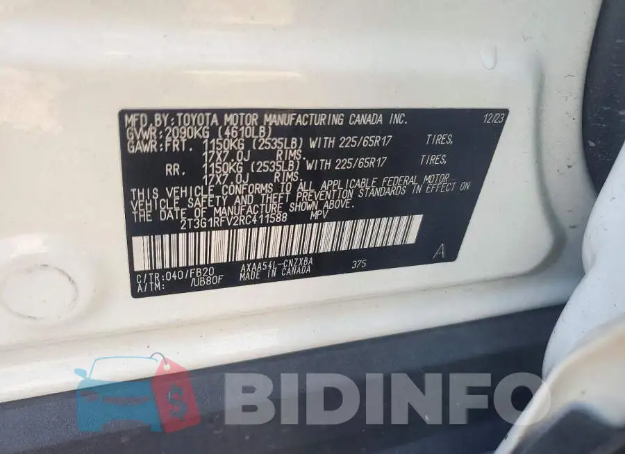 2T3G1RFV2RC411588 Photo# 14