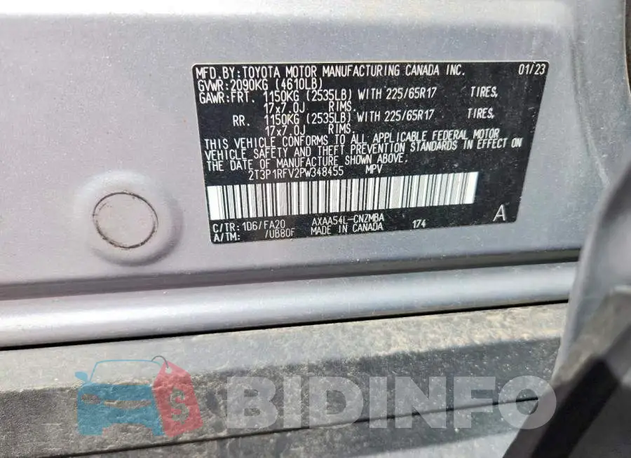 2T3P1RFV2PW348455 Photo# 13