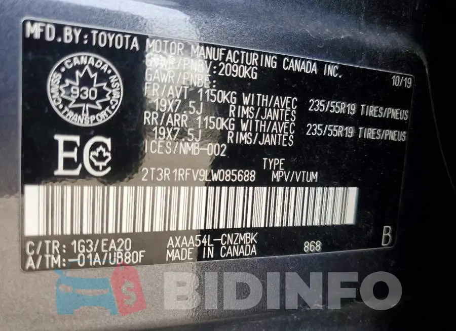 2T3R1RFV9LW085688 Photo# 13