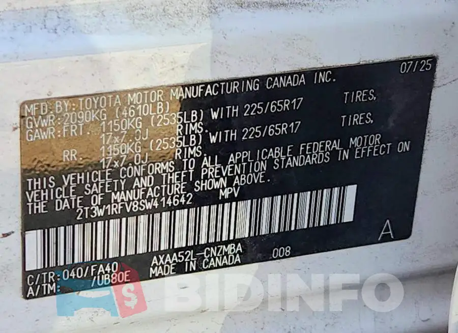 2T3W1RFV8SW414642 Photo# 14