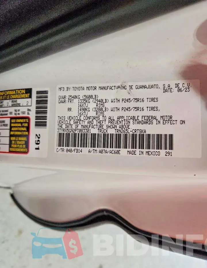 3TYRX5GN2PT083301 Photo# 12