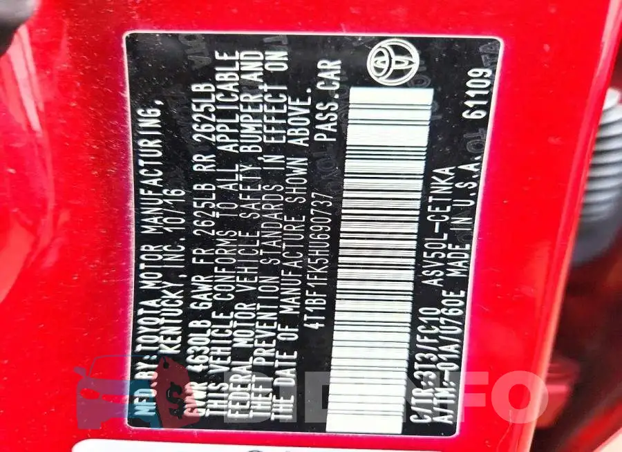 4T1BF1FK5HU690737 Photo# 12