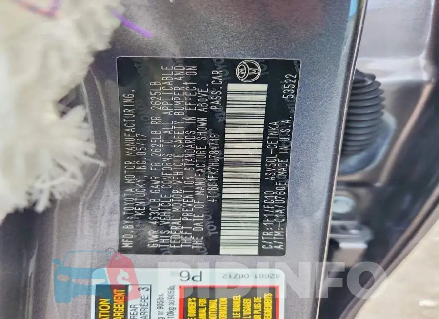 4T1BF1FK7HU784716 Photo# 12