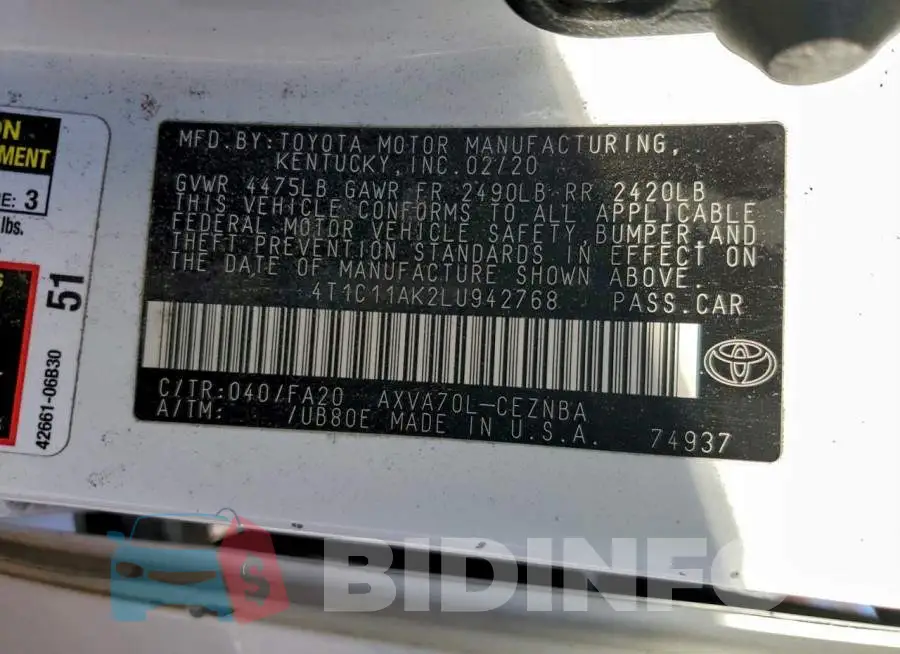 4T1C11AK2LU942768 Photo# 13