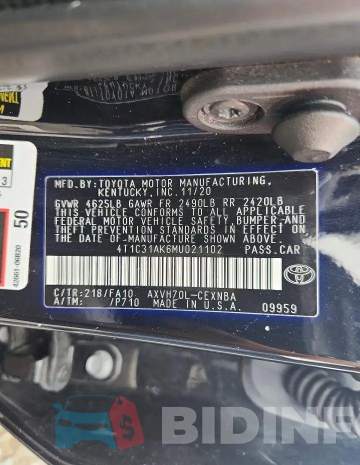 4T1C31AK6MU021102 Photo# 12