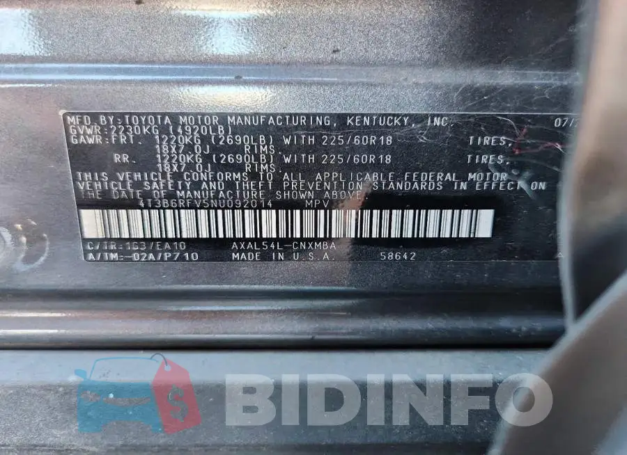 4T3B6RFV5NU092014 Photo# 14