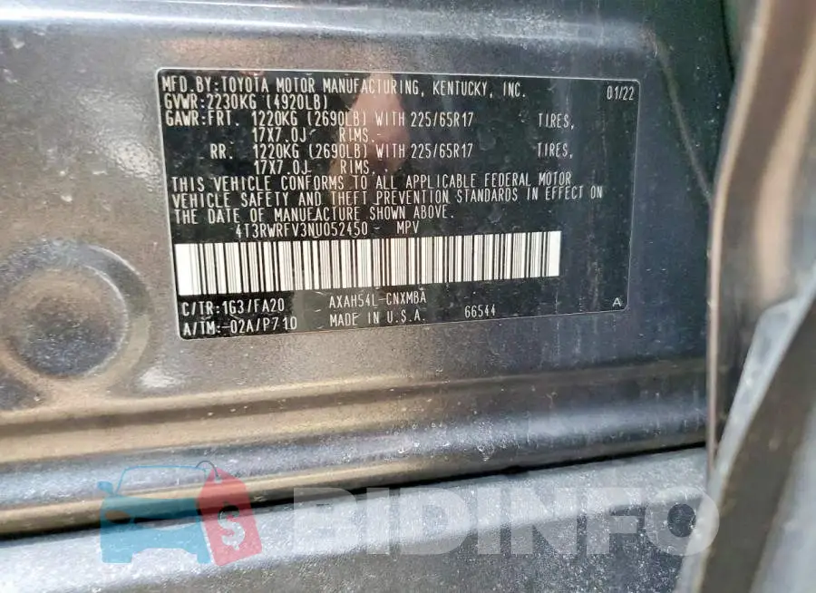 4T3RWRFV3NU052450 Photo# 13