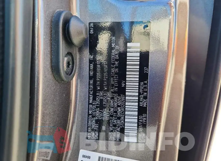 5TDKRKEC5RS202887 Photo# 13