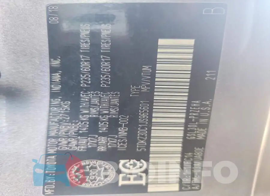 5TDKZ3DC1JS965601 Photo# 13