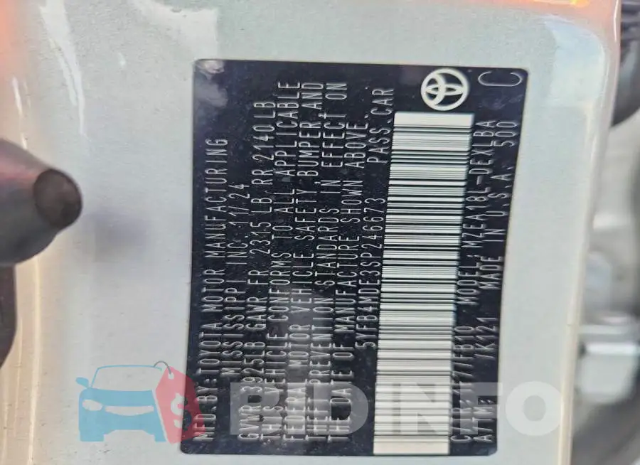 5YFB4MDE3SP246673 Photo# 13