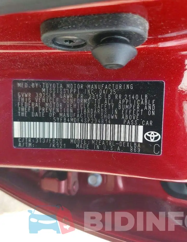5YFB4MDE4SP294814 Photo# 12
