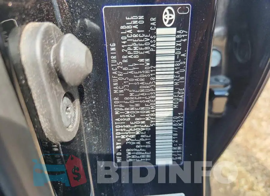 5YFB4MDE8SP358112 Photo# 12