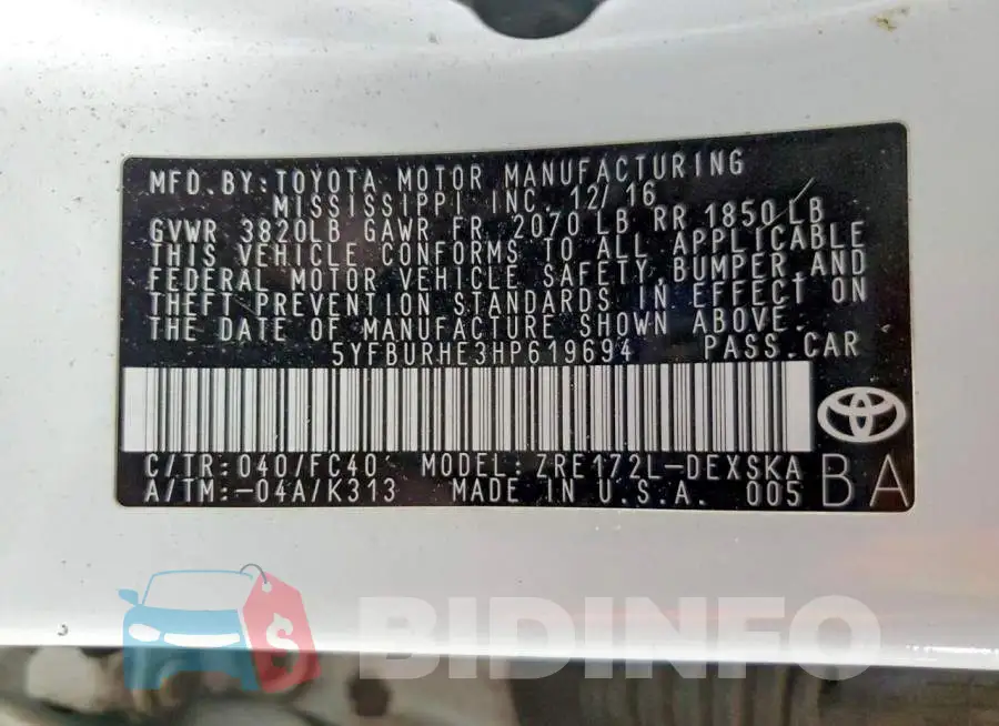 5YFBURHE3HP619694 Photo# 13