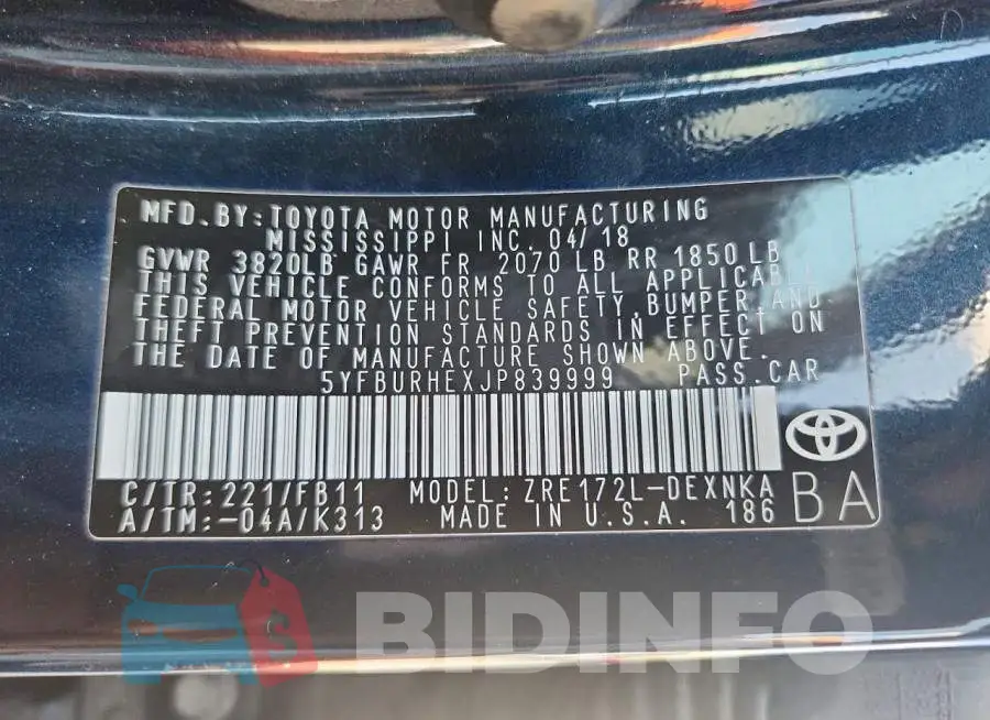 5YFBURHEXJP839999 Photo# 12