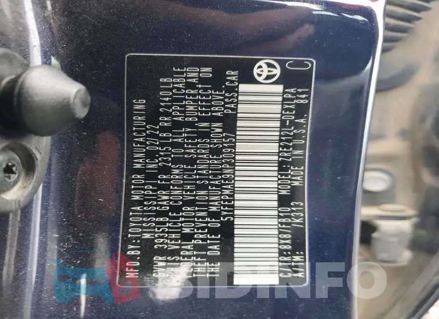 5YFEPMAE9NP309157 Photo# 12