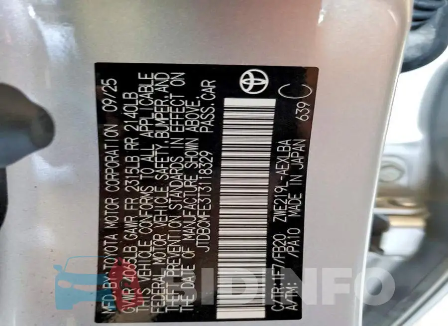 JTDBCMFE3T3118329 Photo# 13