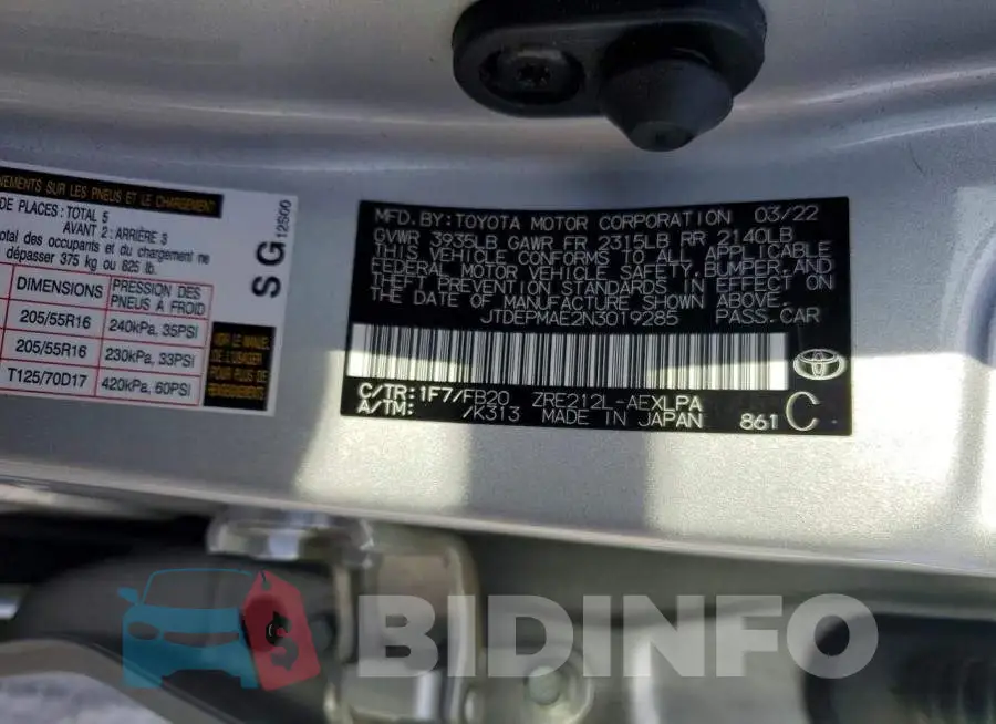 JTDEPMAE2N3019285 Photo# 12